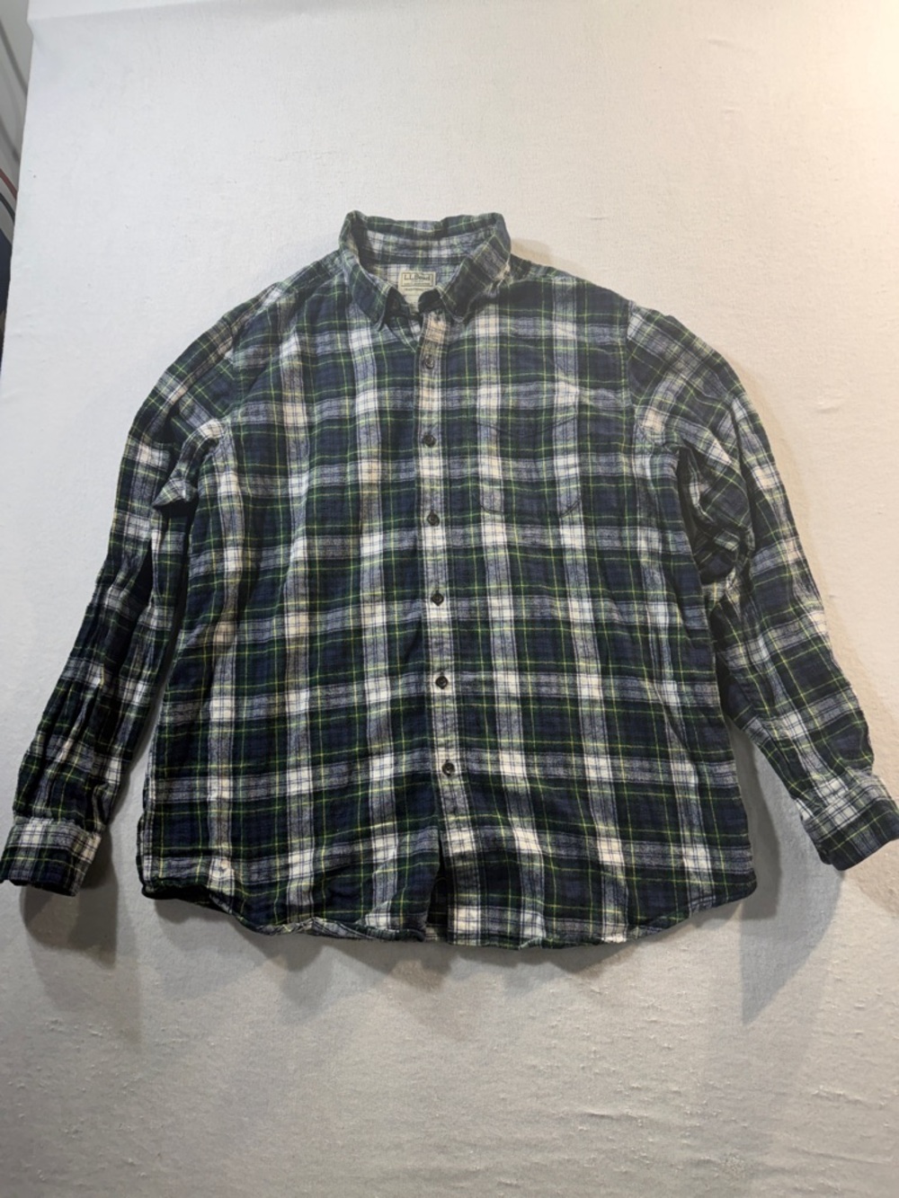 L.L. Bean Men's Scotch Plaid Flannel Button-Up Shirt, Traditional Fit
